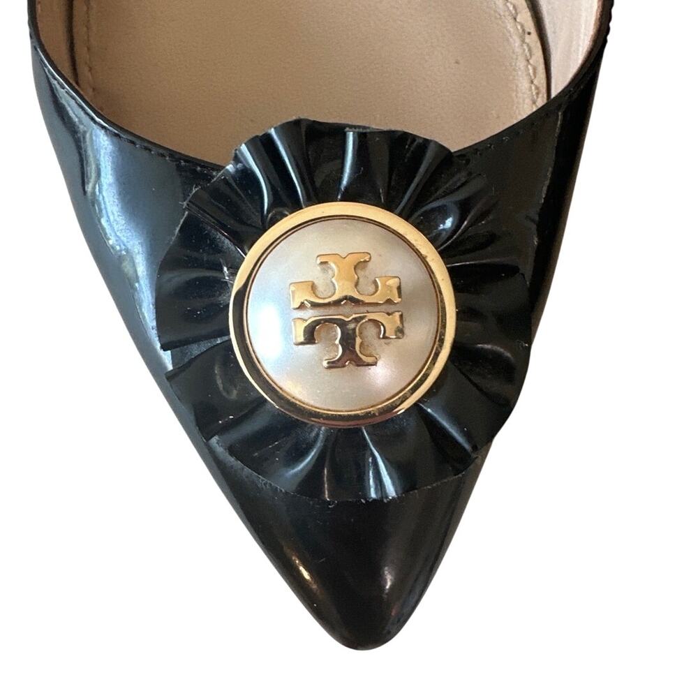 Tory Burch Melody Pointed Toe Patent‎ Flats Black 8 - Picture 14 of 15